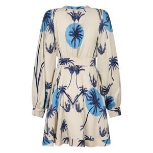 RAQUEL DINIZ Palm Tree Print Belted Midi Dress Women ECRU Dresses